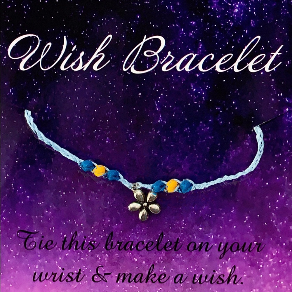 Wish Bracelet with Blue and Yellow Beads